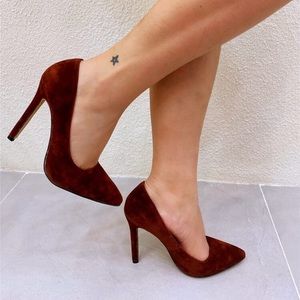 Shein Dark Red Velvet Pump Heels